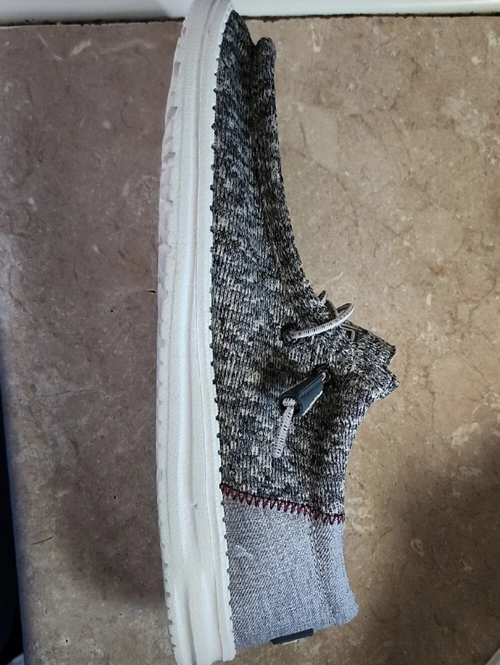 Hey Dude Gray Knit Slip-On Loafers with Camo Accent